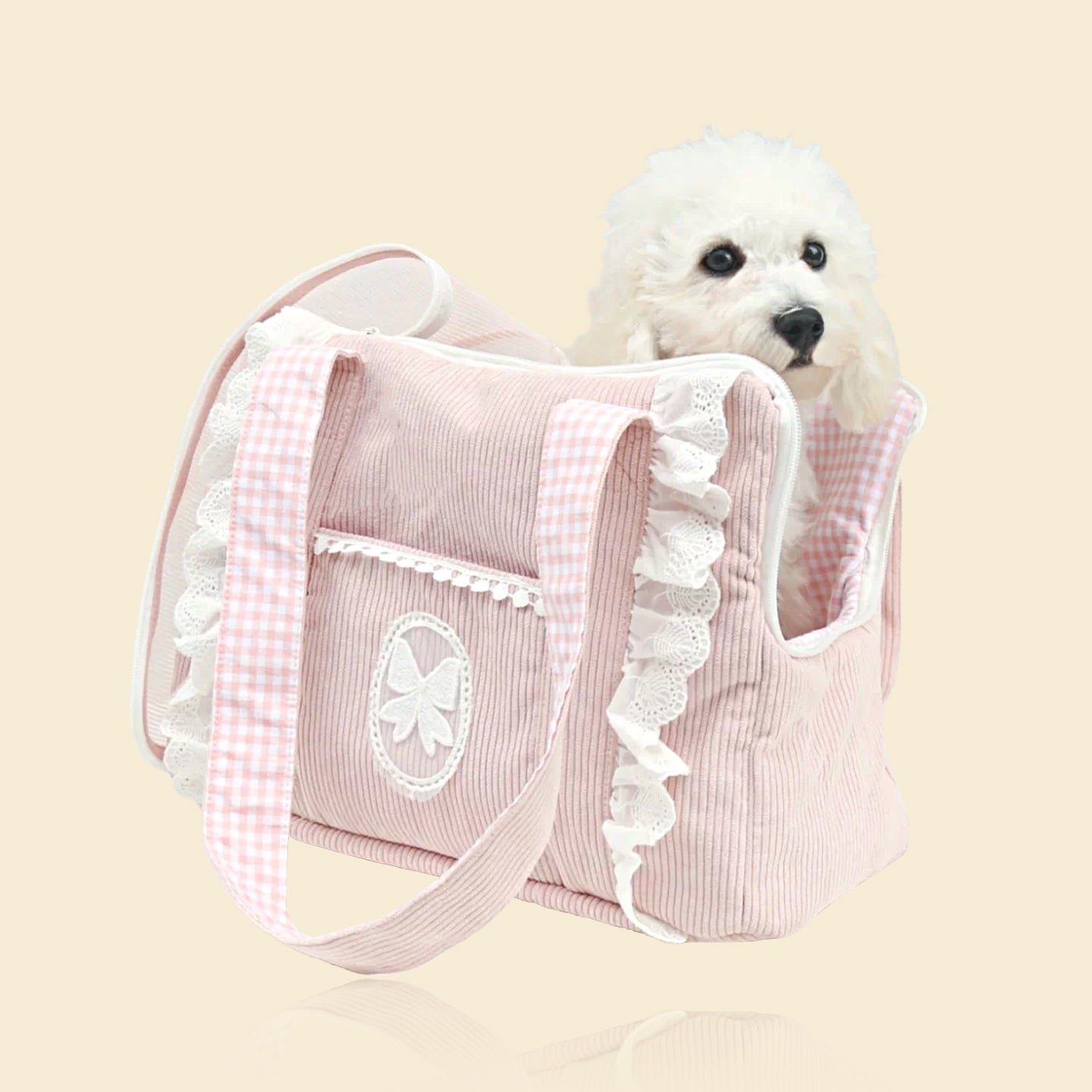 Cute Lace Trim Pet Carrier Tote Bag for Small Dogs & Cats