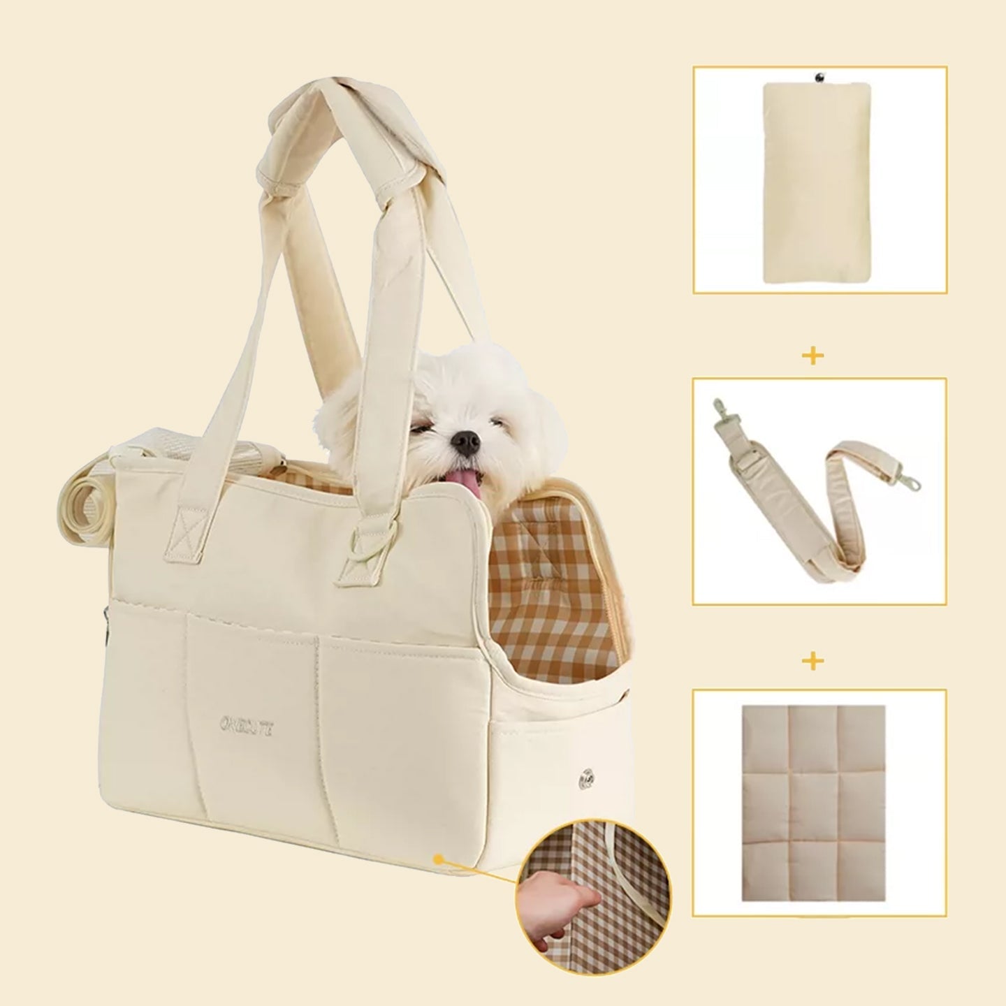Pet Carrier Tote Bag, Cat & Dog Travel Bag with Bed Pillow, Mat & Shoulder Strap