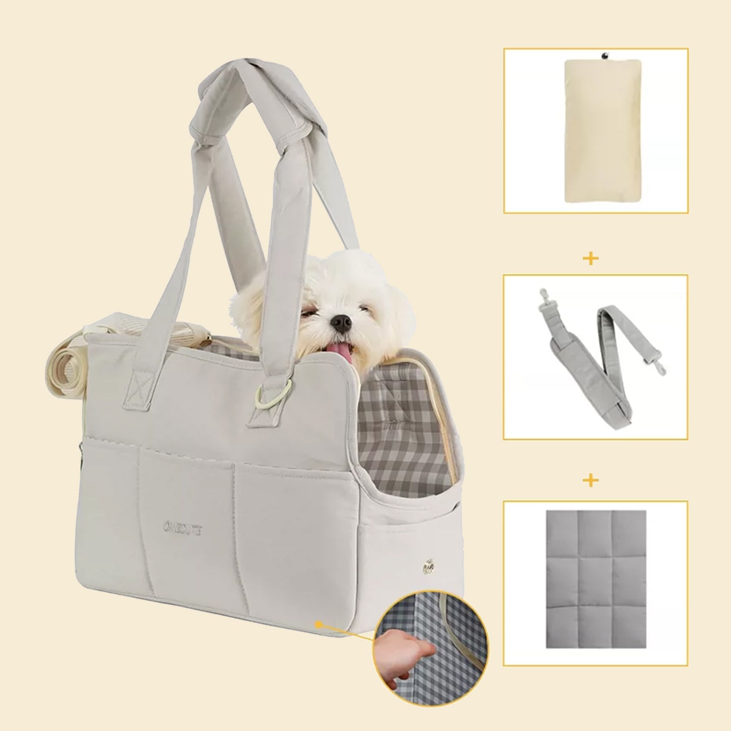 Pet Carrier Tote Bag, Cat & Dog Travel Bag with Bed Pillow, Mat & Shoulder Strap